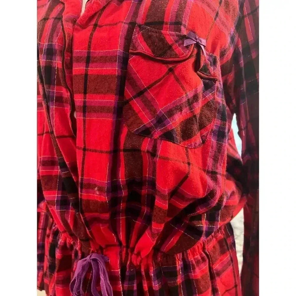 VICTORIA SECRET PLAID DRAWSTRING WAIST NIGHTGOWN SIZE LARGE - Picture 6 of 7